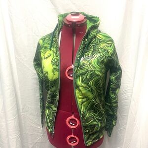 Green Graphic Zip-Up Hoodie